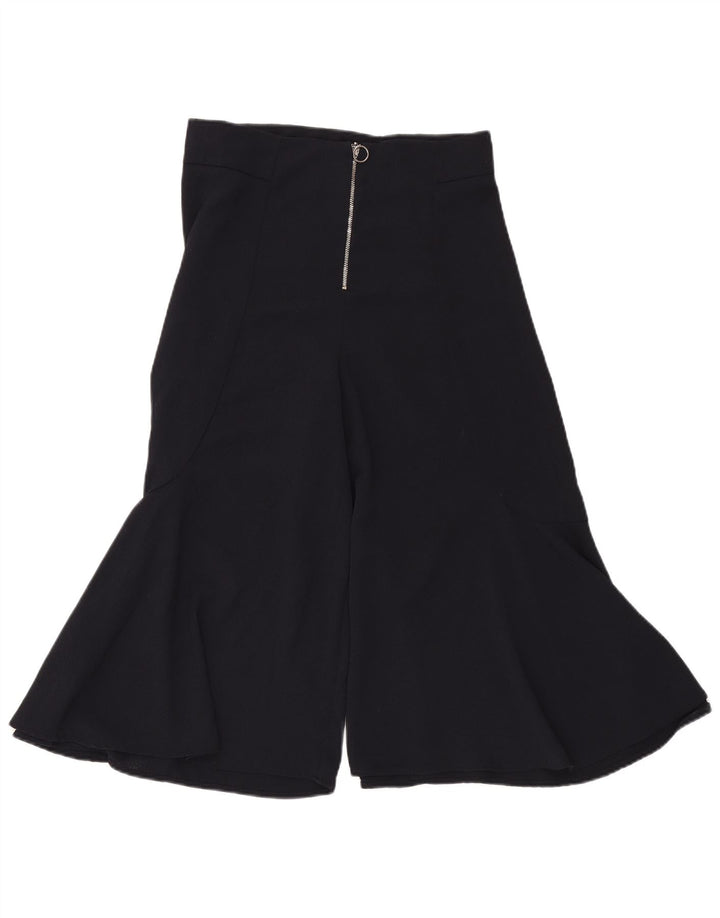 ZARA Womens Flare Capri Trousers W30 L20 Navy Blue Polyester