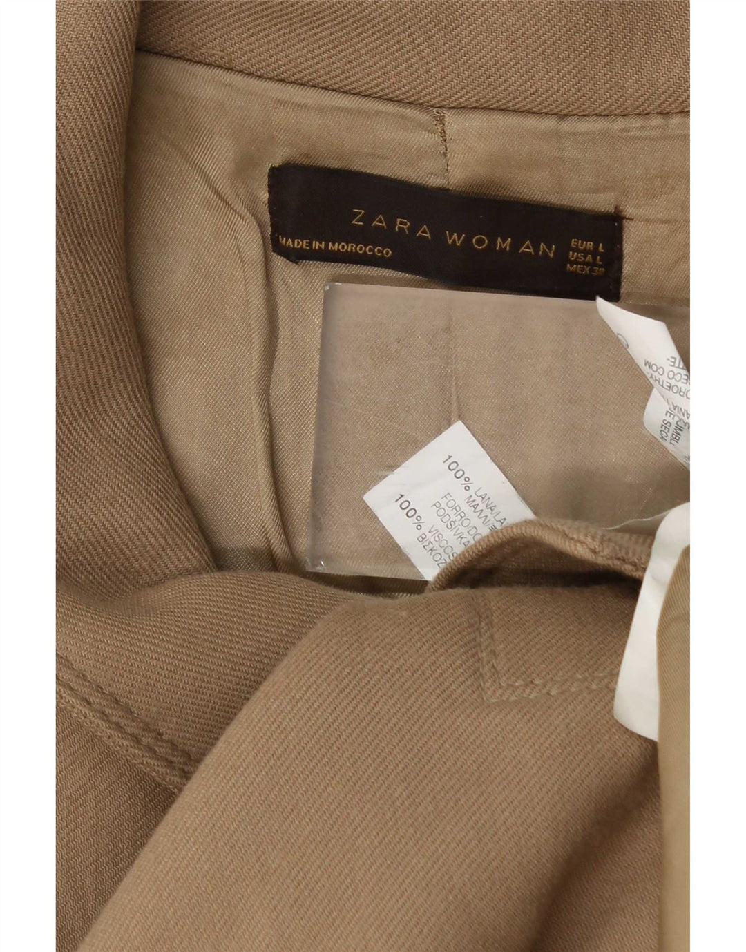 Zara ženski kaput UK 14 Large Beige Wool