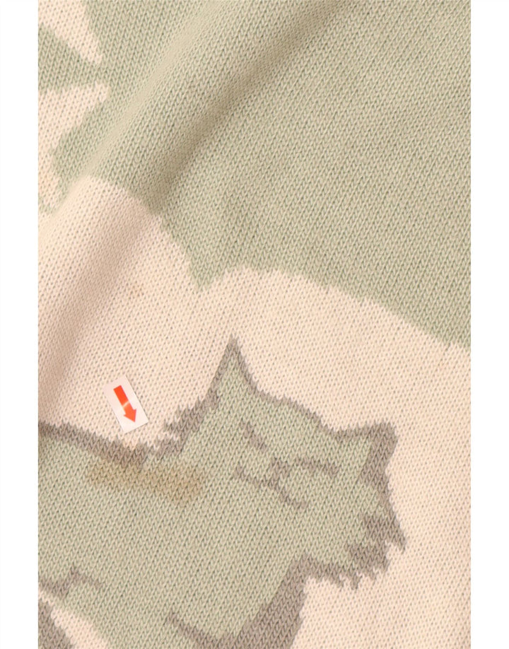 VINTAGE ženski džemper s kornjačevim ovratnikom UK 16 Veliki zeleni životinjski print