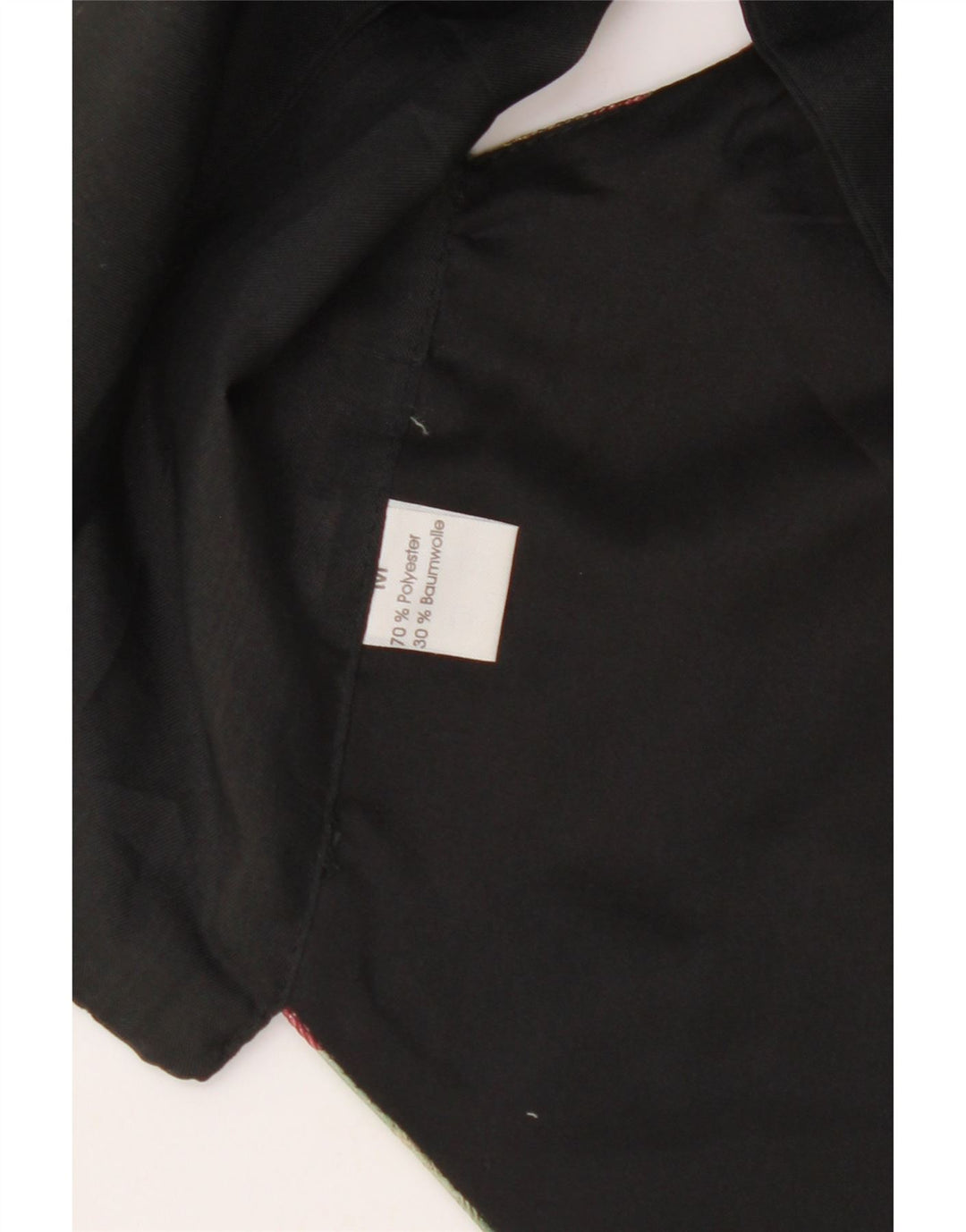 VINTAGE ženski prsluk UK 14 srednje crni cvjetni poliester