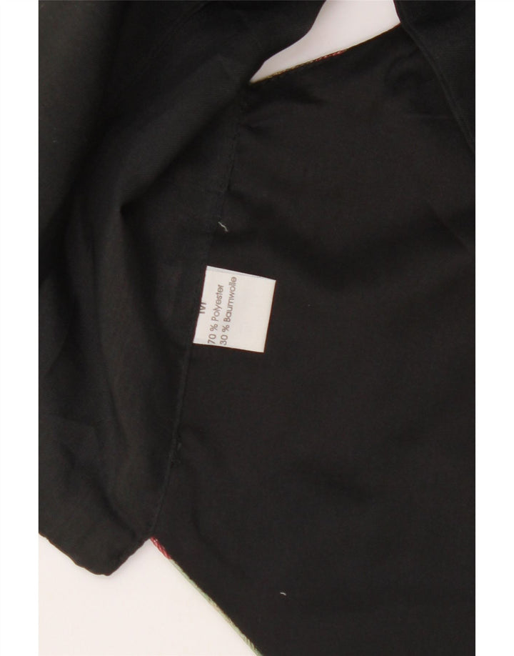 VINTAGE ženski prsluk UK 14 srednje crni cvjetni poliester