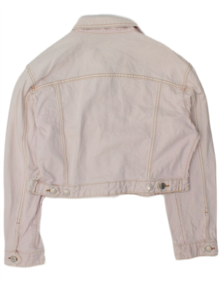 Zara ženska crop traper jakna UK 16 Large Pink Cotton