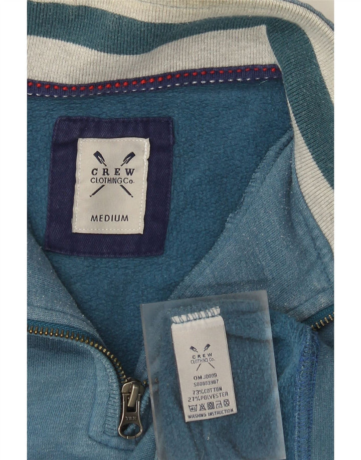 Crew Clothing Muška majica s izrezom s patentnim zatvaračem Srednje plavi pamuk