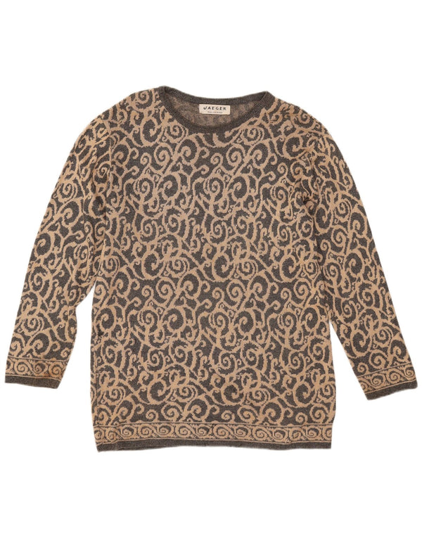 Jaeger ženski pulover s velikim veznim izrezom UK 16 Large Grey Paisley