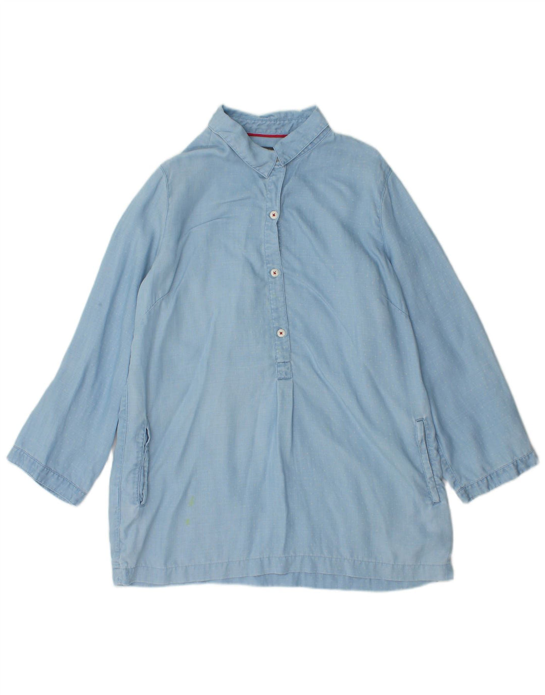 LAURA ASHLEY Womens Pullover Shirt UK 12 Medium Blue Spotted Cotton