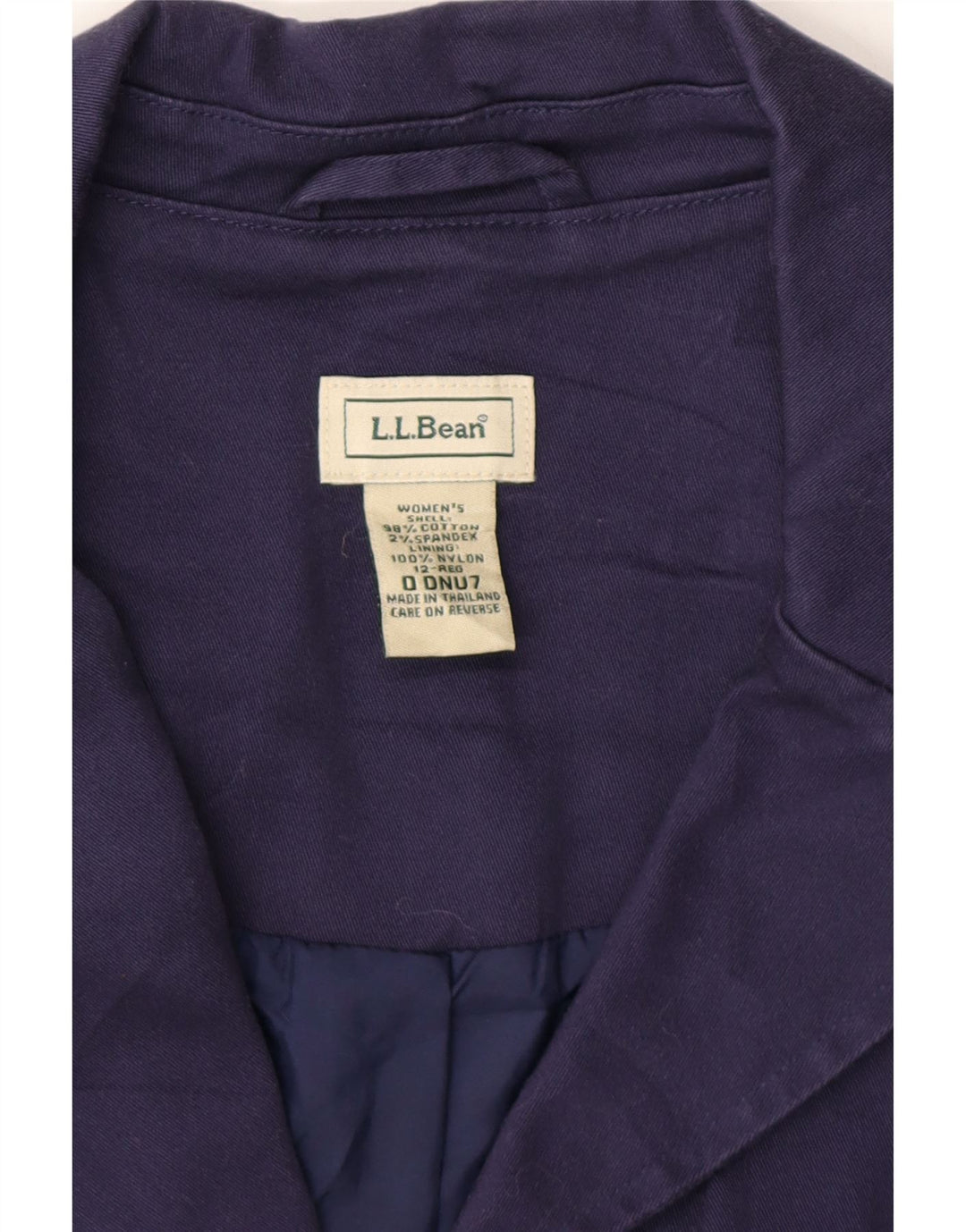 L.L.BEAN Womens 3 Button Blazer Jacket US 12 Large Navy Blue Cotton Vintage L.L.Bean and Second-Hand L.L.Bean from Messina Hembry 