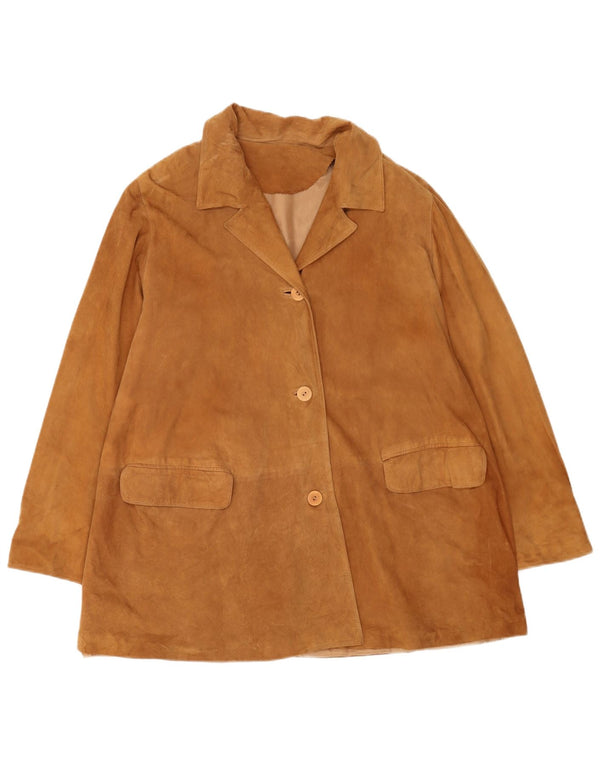 Conbipel Womens Suede Jacket IT 44 Medium Beige Leather