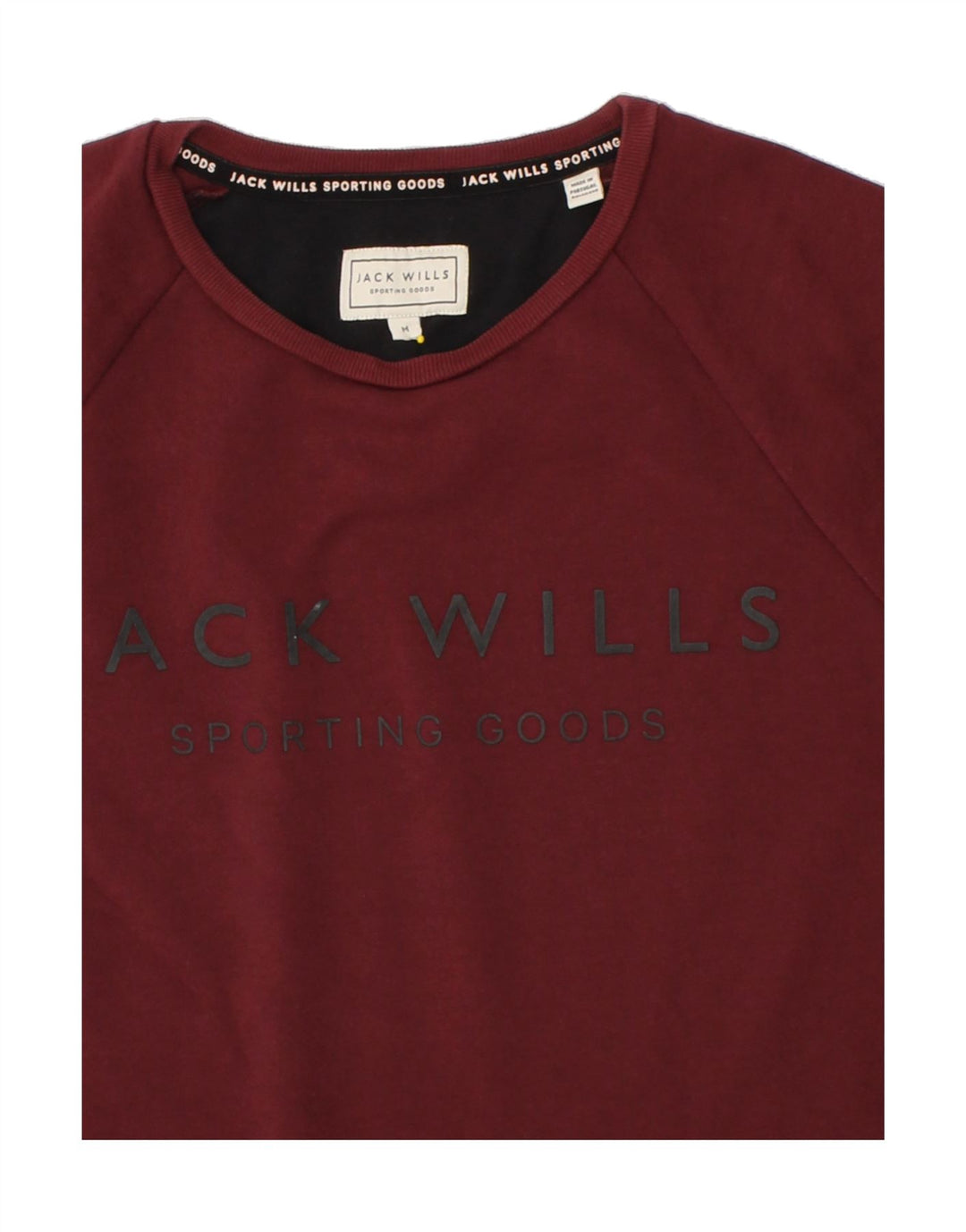 JACK WILLS Mens Graphic Sweatshirt Jumper Medium Red Colourblock Cotton Vintage Jack Wills and Second-Hand Jack Wills from Messina Hembry 