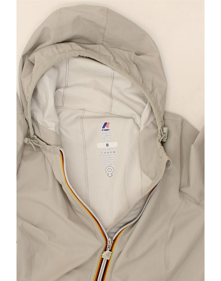 K-WAY Womens Hooded Rain Jacket UK 8 Small Grey Nylon Vintage K-Way and Second-Hand K-Way from Messina Hembry 