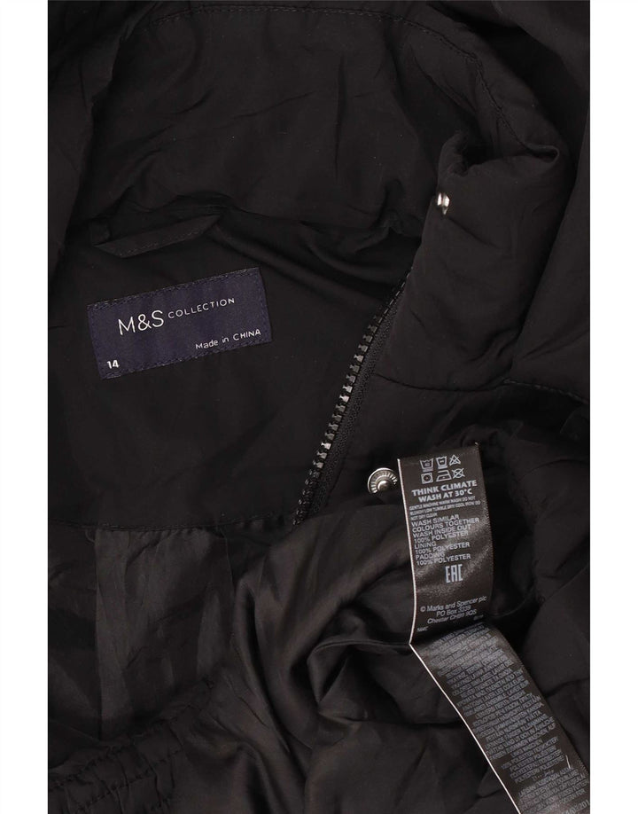 Marks & Spencer ženska prevelika podstavljena jakna s kapuljačom UK 14 velika crna