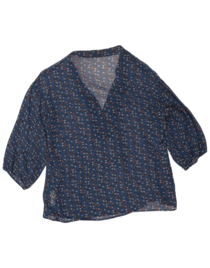 Pinko ženski gornji dio prozirne bluze 3/4 rukava UK 12 Srednje plava cvjetna