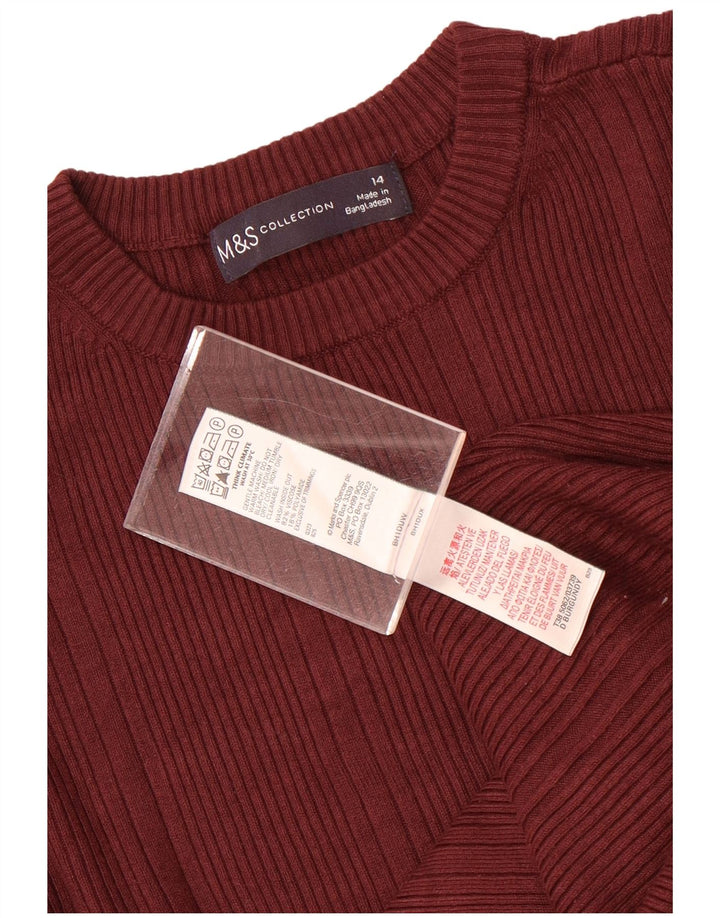 Marks & Spencer ženski džemper s okruglim izrezom UK 14 Srednje kestenjasta viskoza