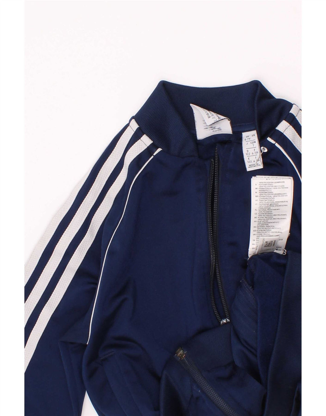 Gornja jakna od trenirke Adidas za dječake 6-7 godina tamnoplavi poliester