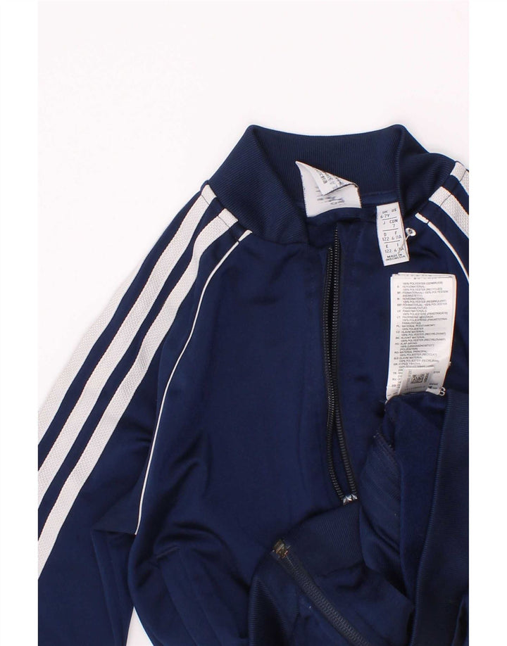 Gornja jakna od trenirke Adidas za dječake 6-7 godina tamnoplavi poliester