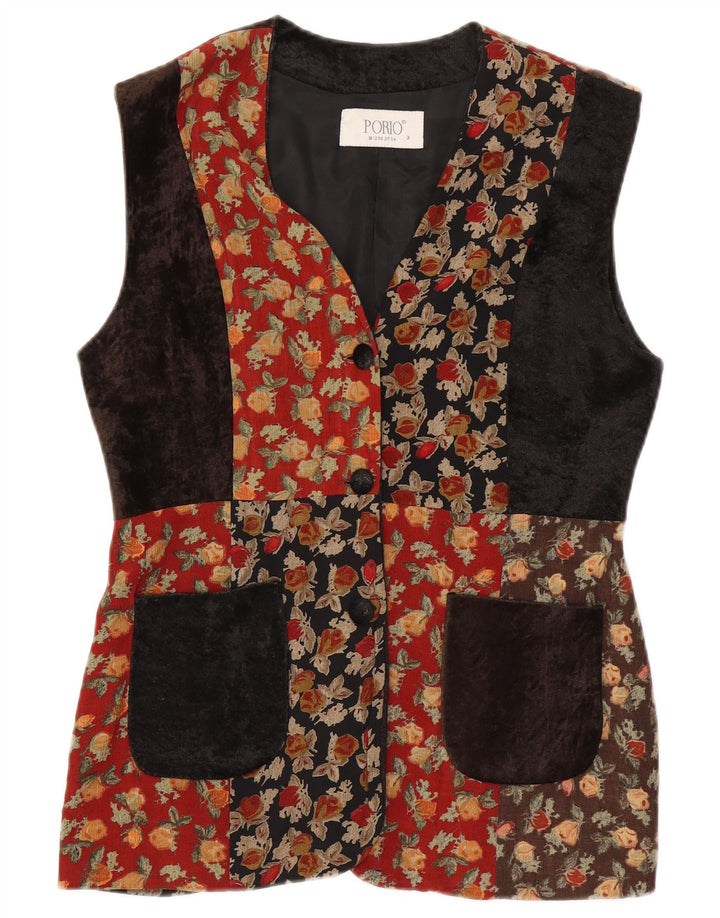 Vintage ženska jakna UK 14 srednje raznobojna patchwork vuna
