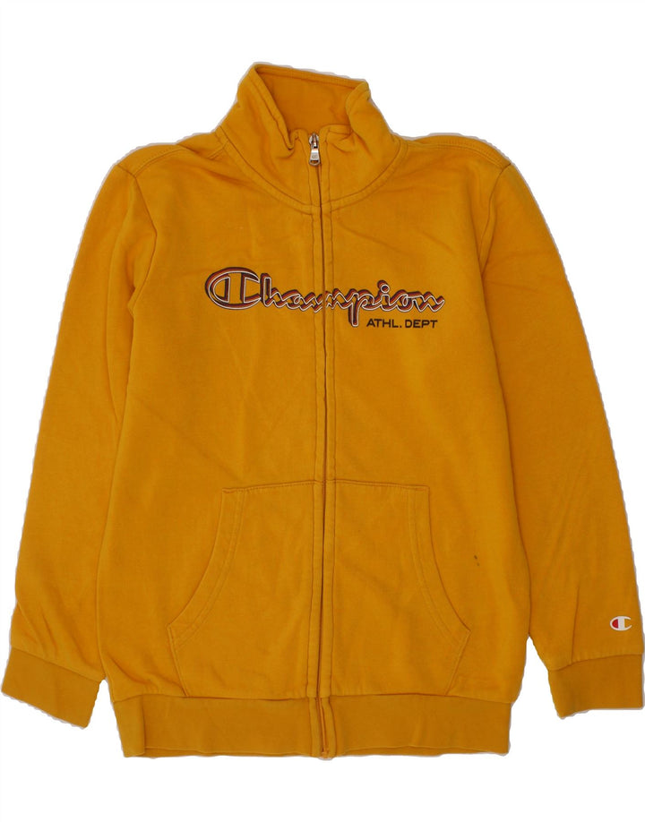 CHAMPION Boys Graphic Tracksuit Top Jacket 9-10 Years Medium Yellow Cotton Vintage Champion and Second-Hand Champion from Messina Hembry 