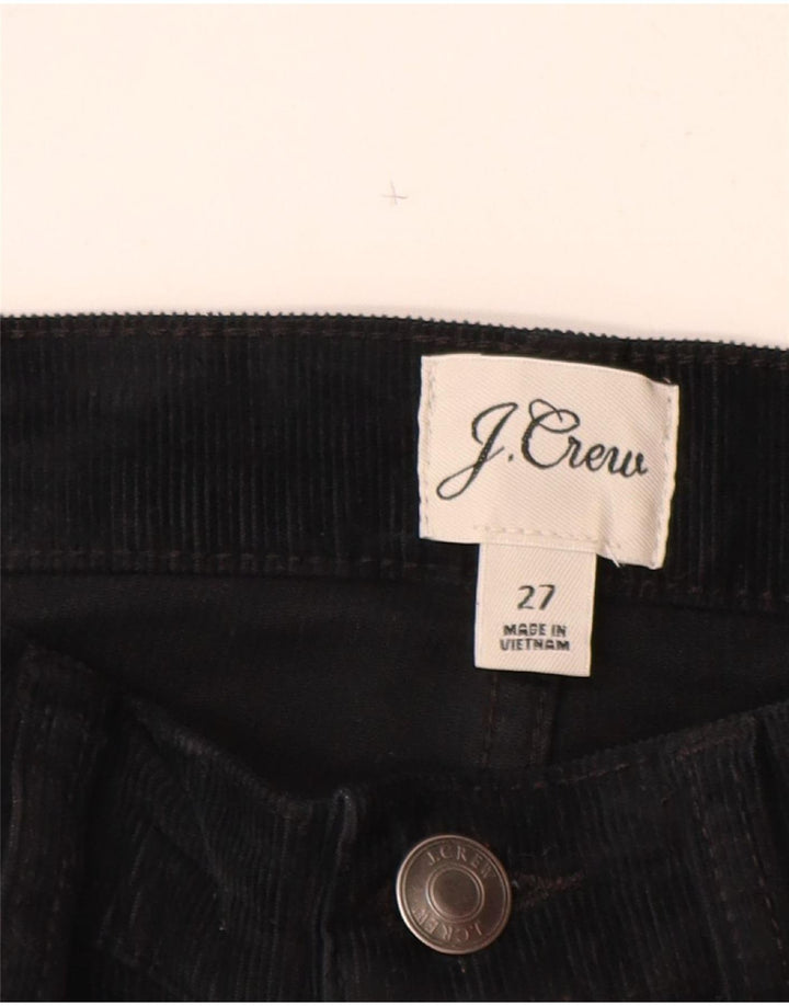 J. CREW Ženske uske hlače od samta W27 L27 crni pamuk