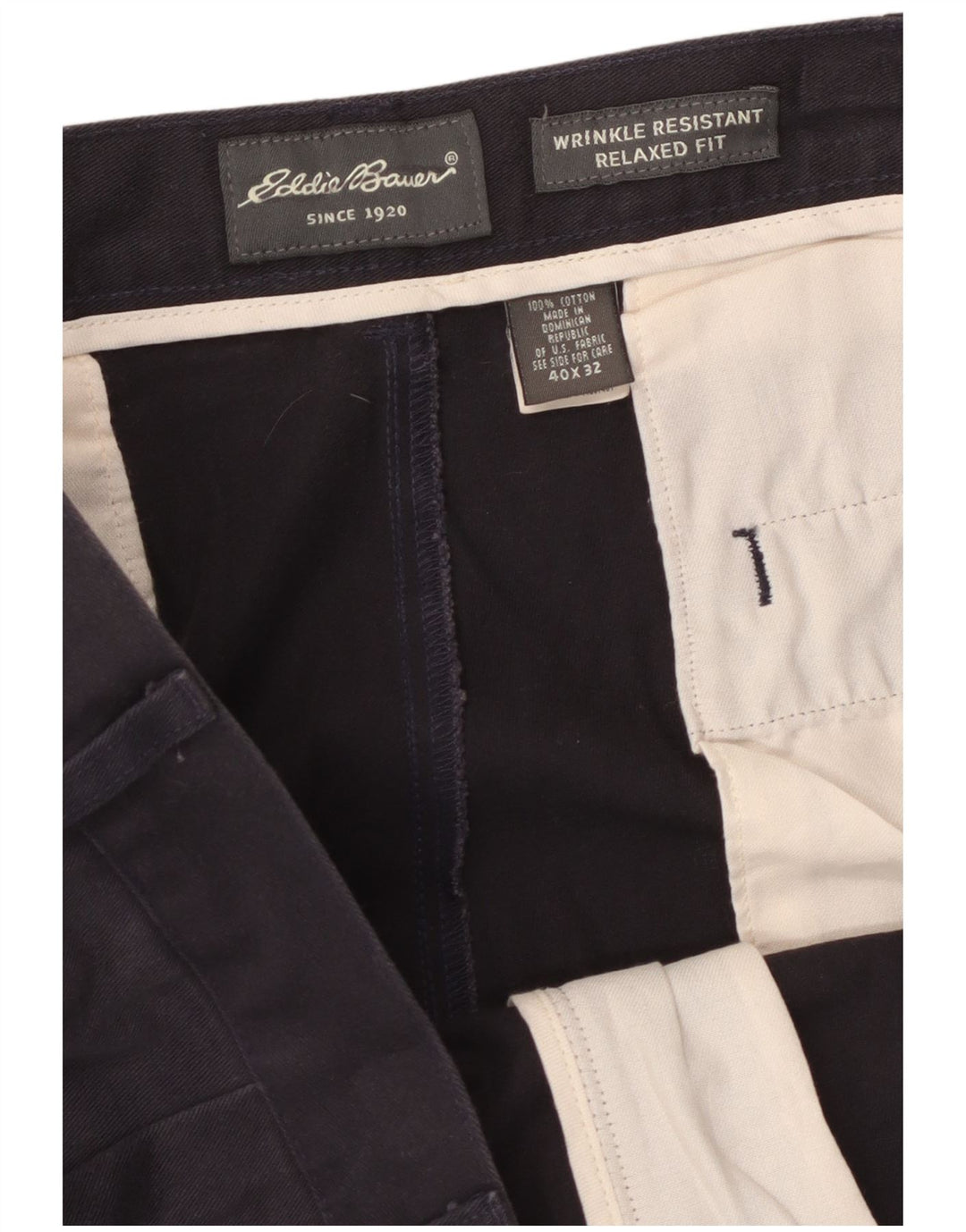 EDDIE BAUER Muške chino hlače opuštenog kroja W40 L32 tamnoplave