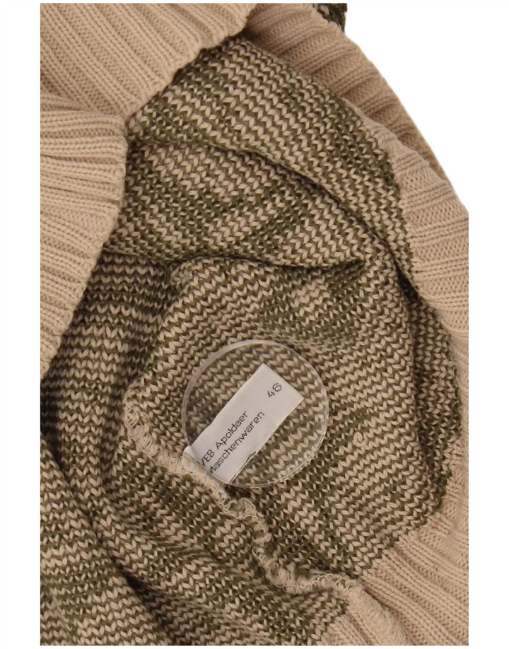 VINTAGE ženski džemper s veznim izrezom IT 46 Veliki bež geometrijski