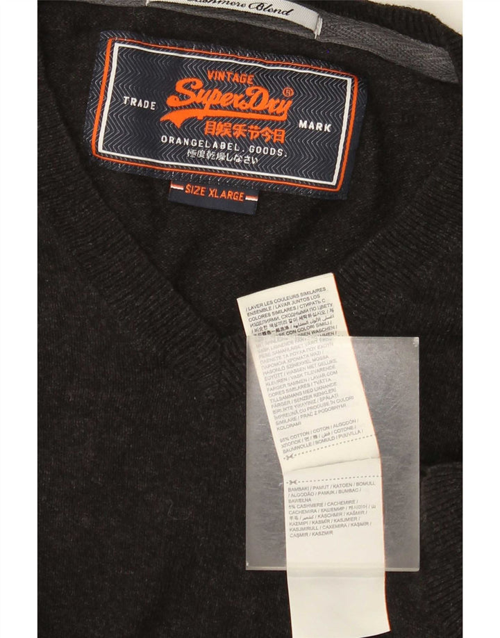 Superdry muški džemper s V-izrezom XL sivi pamuk