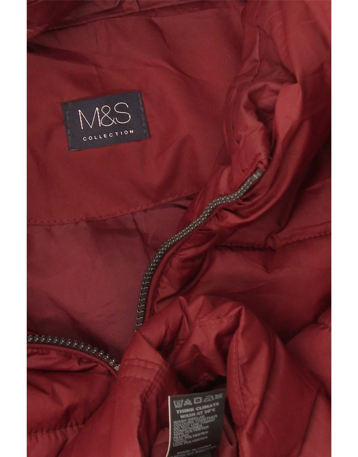 Marks & Spencer ženska podstavljena jakna s kapuljačom UK 12 Medium Bordo poliester
