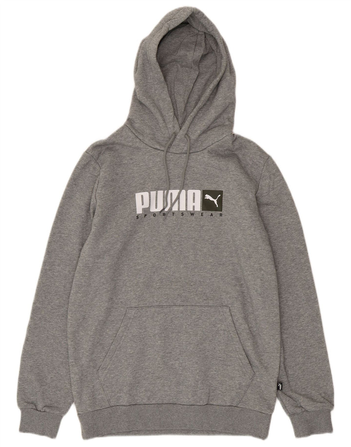 Puma muška majica s kapuljačom s kapuljačom, mali sivi pamuk