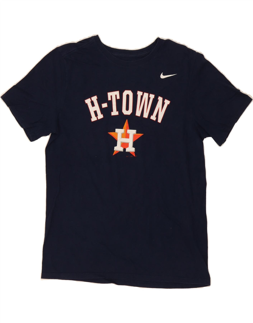 NIKE Mens H-Town T-Shirt Top Medium Navy Blue Cotton Vintage Nike and Second-Hand Nike from Messina Hembry 