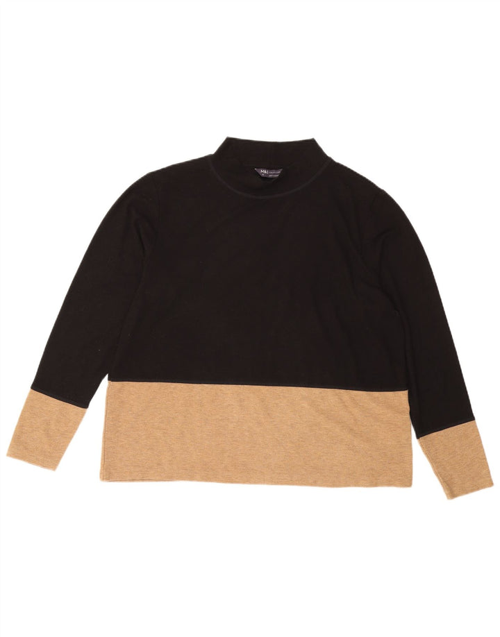 MARKS & SPENCER Ženski gornji dio bluze UK 16 Veliki crni poliester u boji