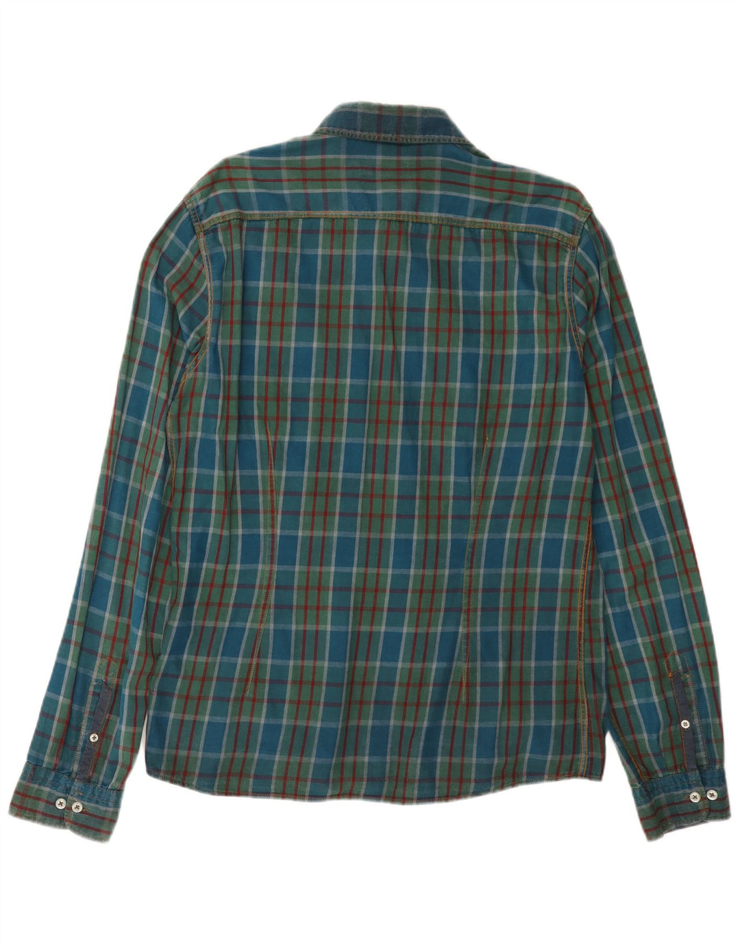 ENERGIE Mens Slim Flannel Shirt Large Green Check