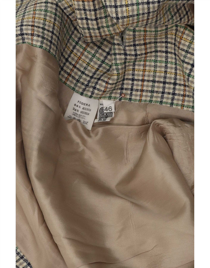 Vintage ženski sako sa 2 gumba IT 46 veliki zeleni karirani djevičanski vuneni