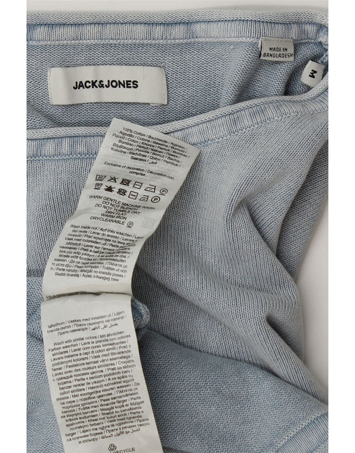 Jack & Jones muški džemper s veznim izrezom Srednje plavi pamuk