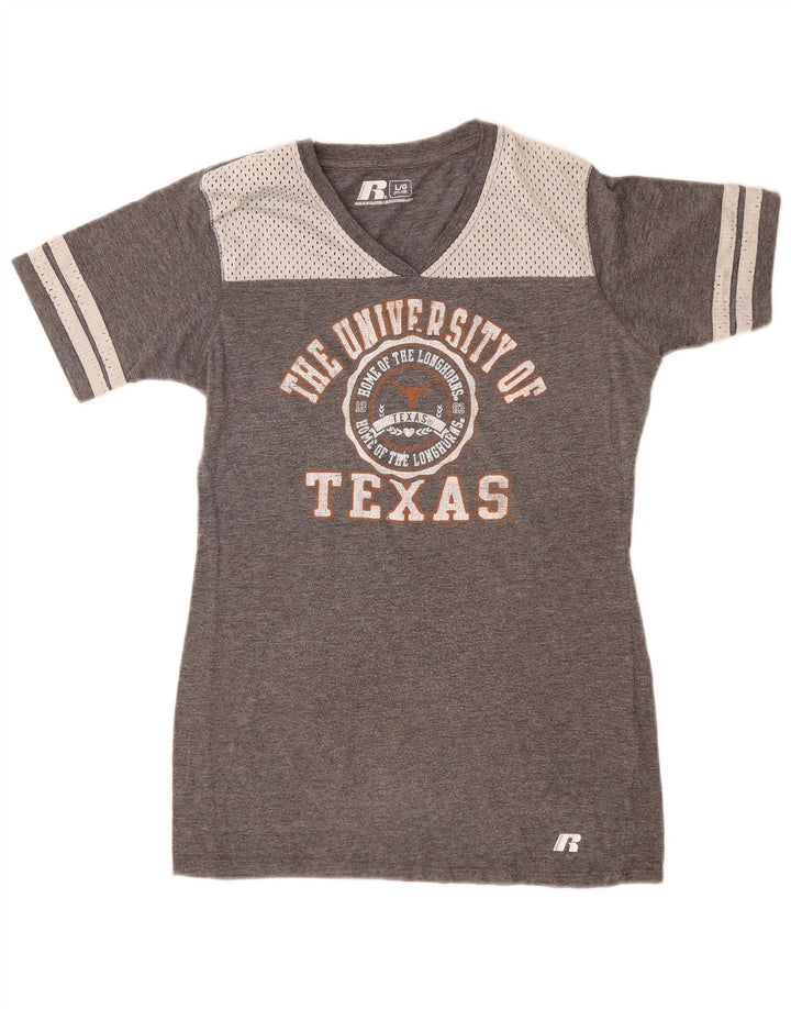 Russell atletska majica kratkih rukava za djevojčice s grafičkim motivima, velika siva poliesterska majica za 11-12 godina