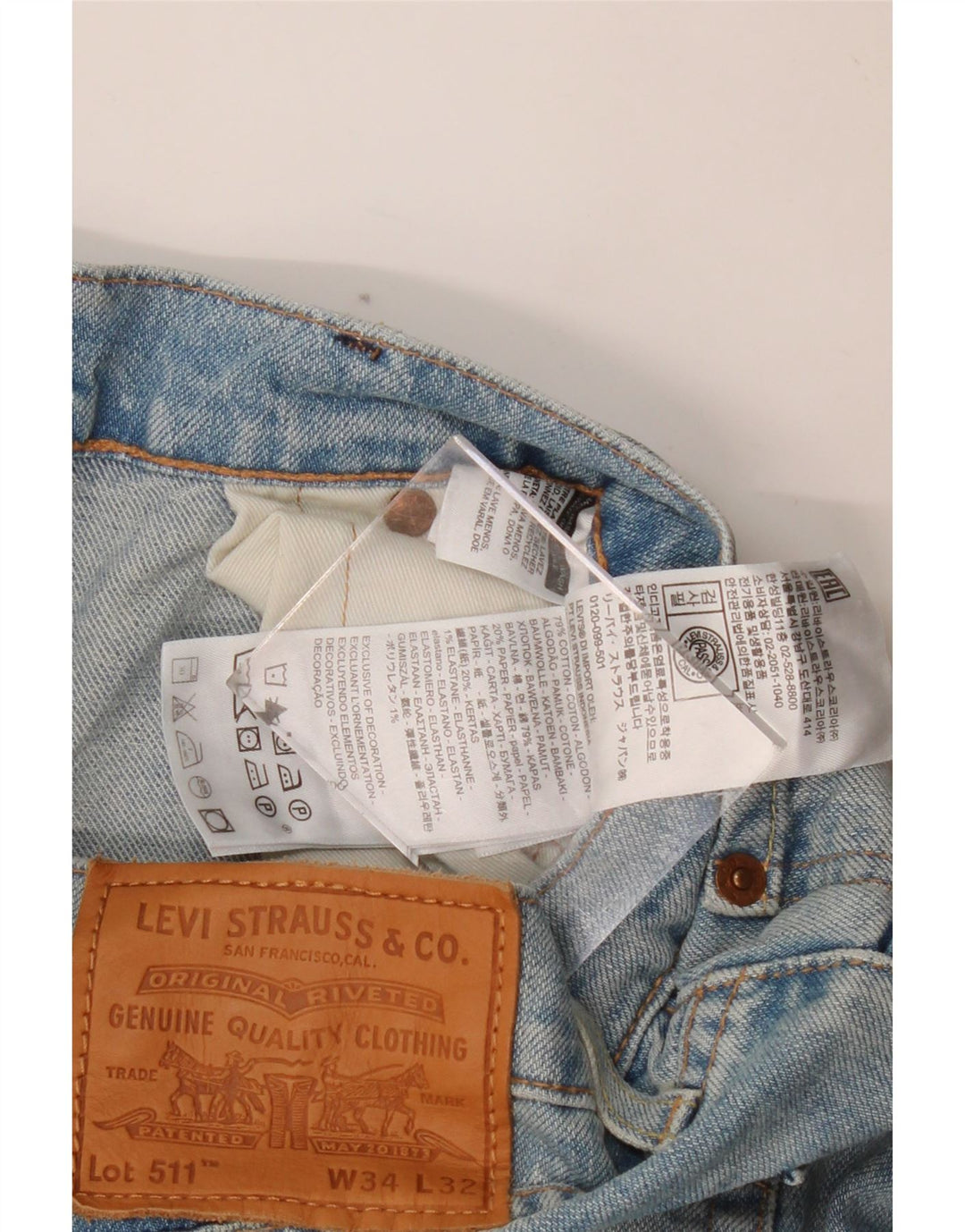 LEVI'S Muške 511 uske traperice W34 L32 Plavi pamuk