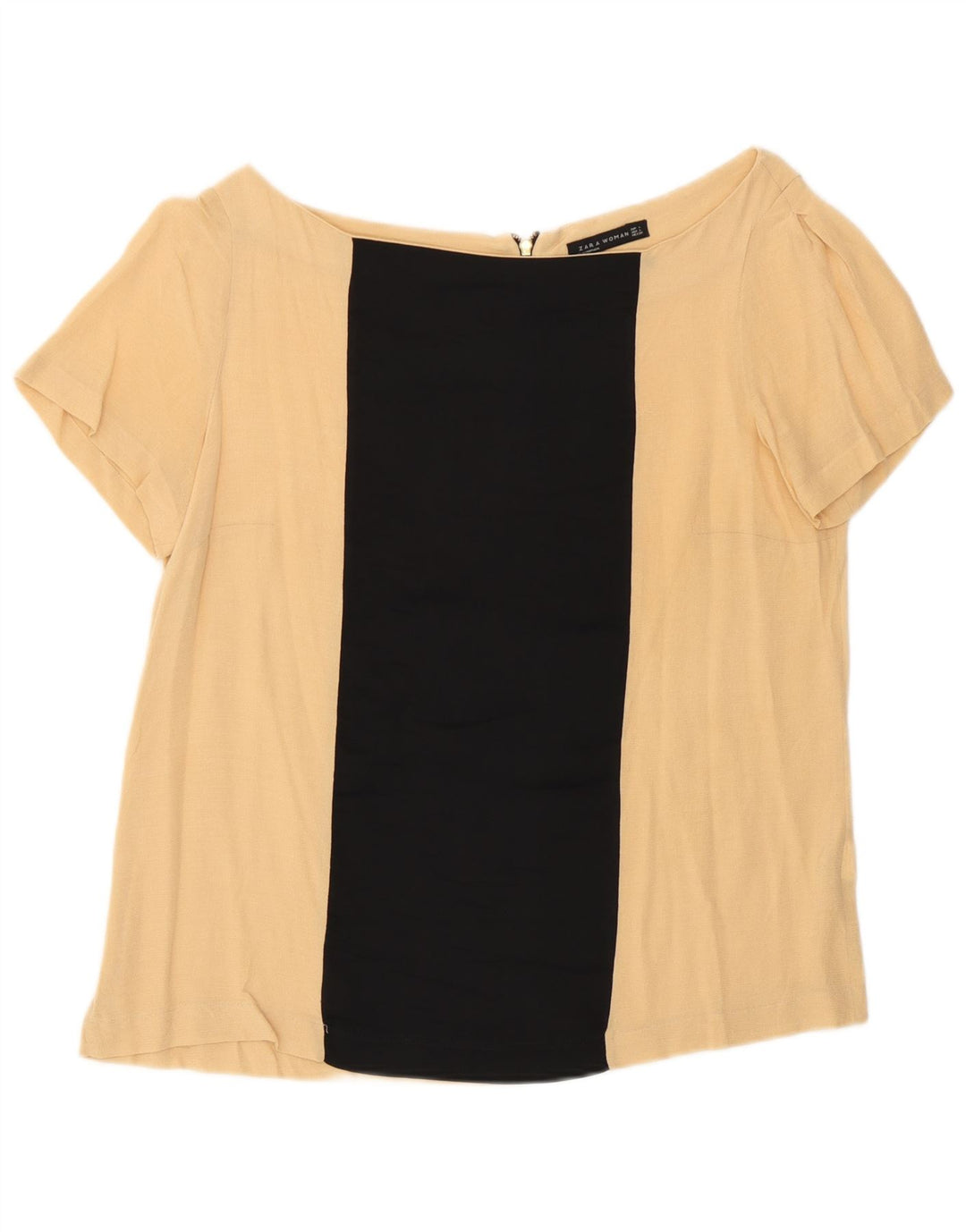 Zara ženski gornji dio bluze UK 16 Large Beige Colourblock Viskoza