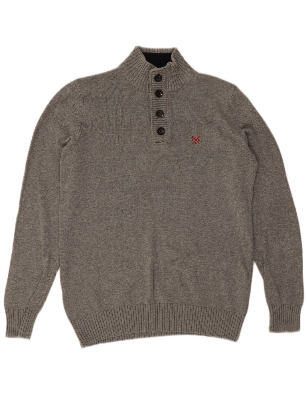 Crew Clothing Muški džemper s dugmadima i izrezom Veliki sivi pamuk