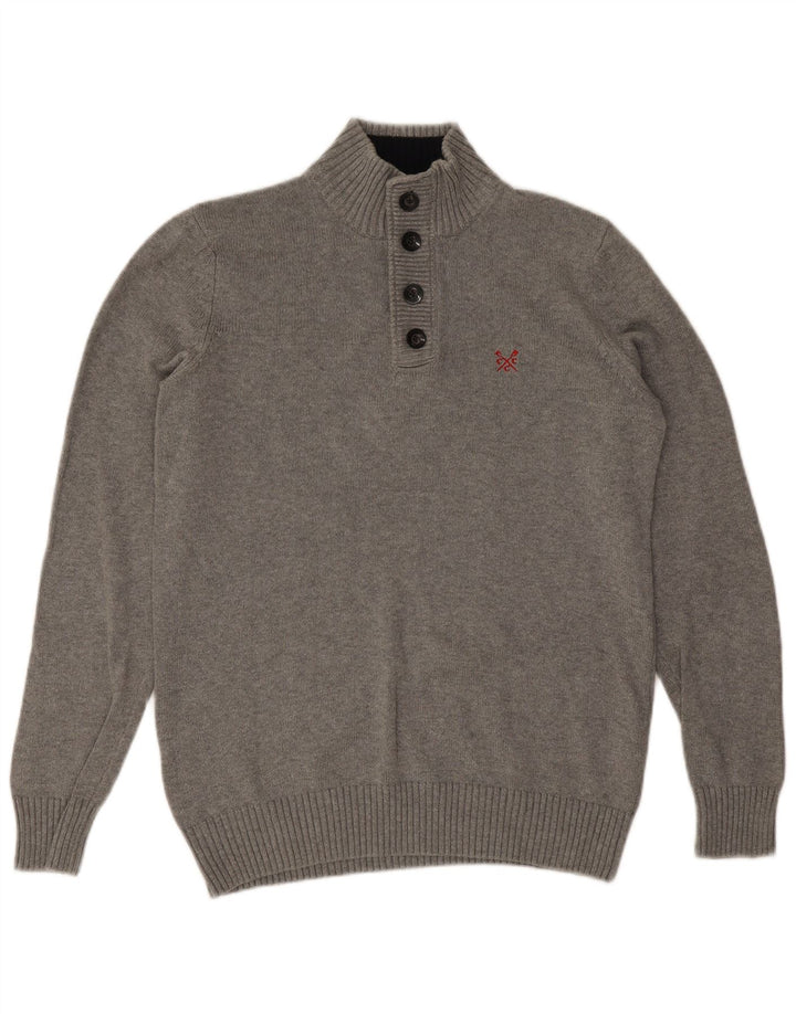 Crew Clothing Muški džemper s dugmadima i izrezom Veliki sivi pamuk