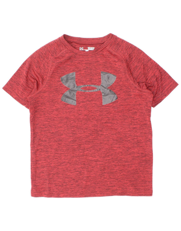 Under Armour Boys Heat Gear Graphic T-Shirt Top 7-8 Years Small Bordo