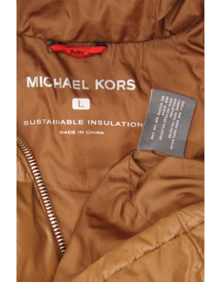 Michael Kors muška podstavljena jakna s kapuljačom UK 40 veliki smeđi poliester