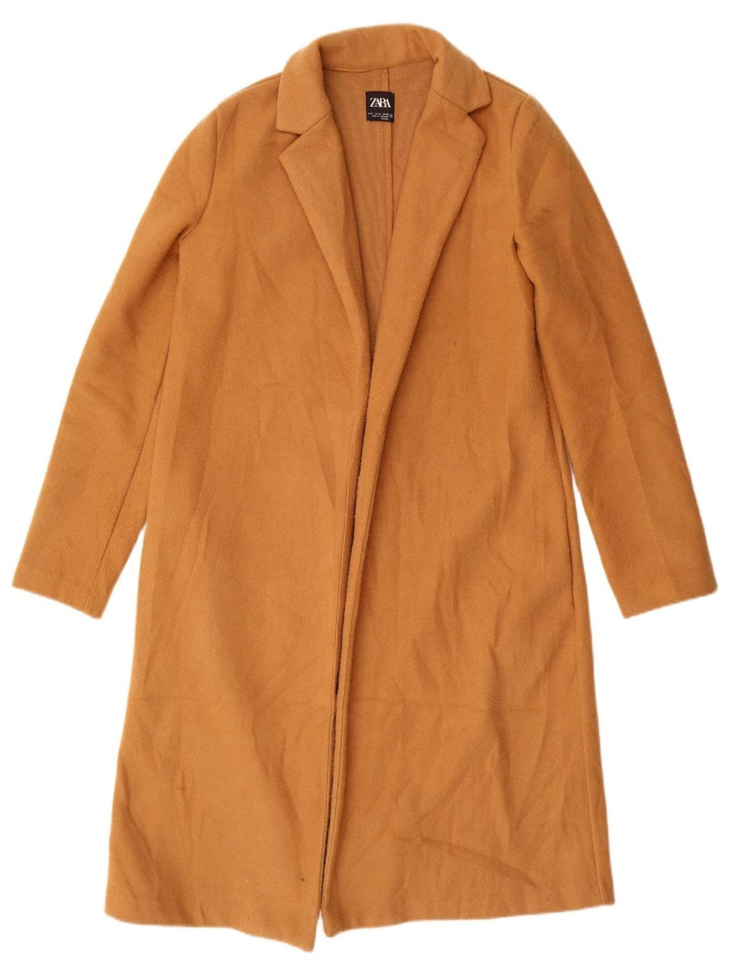 ZARA Womens Open Overcoat UK 10 Small Brown Polyester