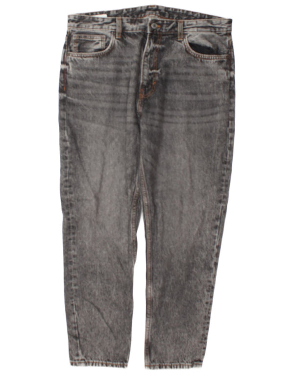 Zara Mens Tapered Jeans EU 46 XL W36 L30 Grey Cotton