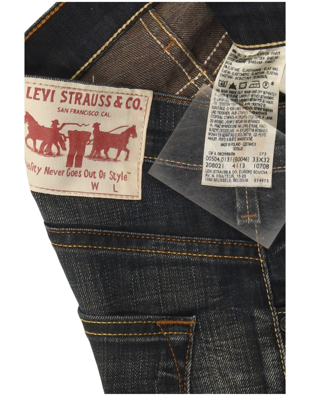 Levi's muške 504 ravne traperice W33 L29 plavi pamuk