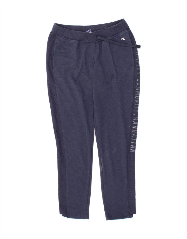 CHAMPION Womens Graphic Tracksuit Trousers UK 12 Medium  Navy Blue Vintage Champion and Second-Hand Champion from Messina Hembry 