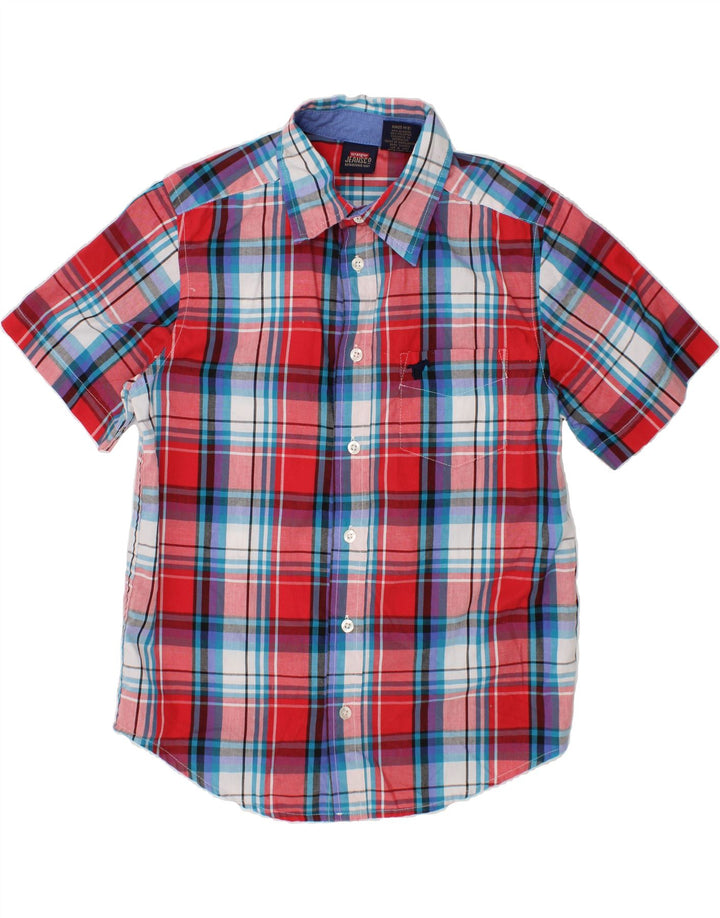 WRANGLER Boys Short Sleeve Shirt 7-8 Years Medium Red Check Cotton Vintage Wrangler and Second-Hand Wrangler from Messina Hembry 