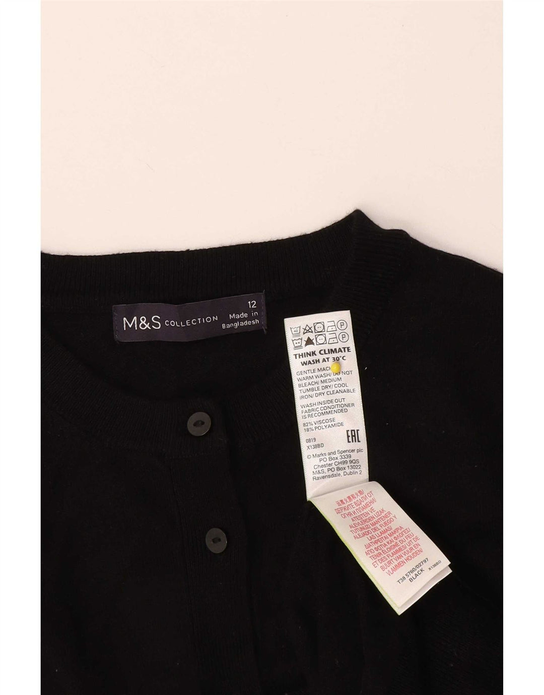 Marks & Spencer ženski kratki kardigan pulover UK 12 srednje crna viskoza