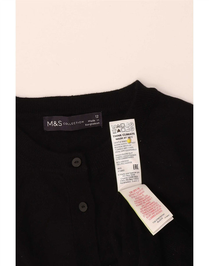 Marks & Spencer ženski kratki kardigan pulover UK 12 srednje crna viskoza