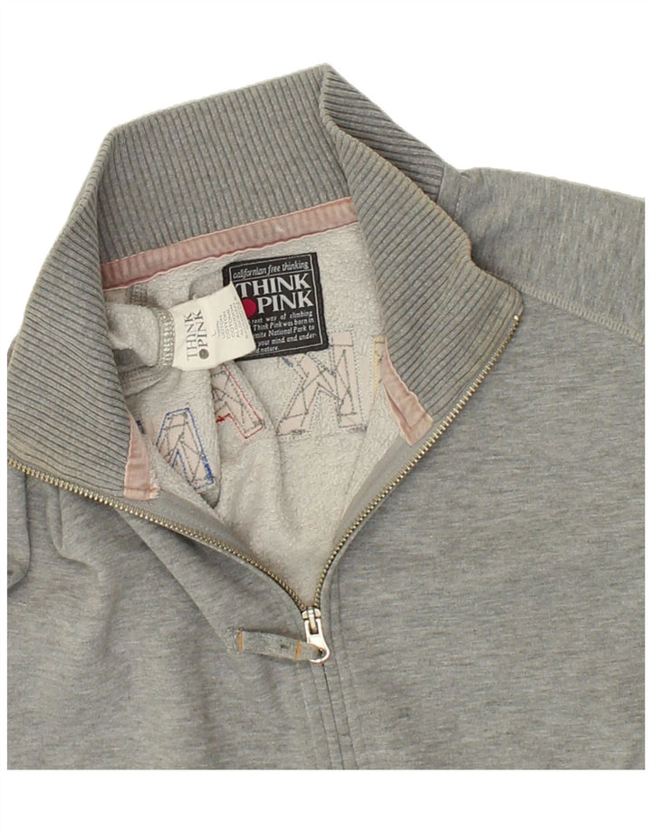 THINK PINK Womens Tracksuit Top Jacket UK 16 Large Grey Cotton Vintage Think Pink and Second-Hand Think Pink from Messina Hembry 