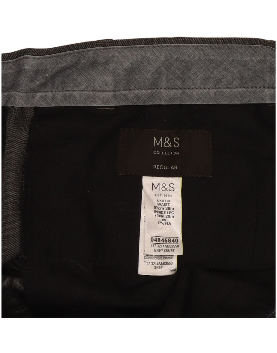 Marks & Spencer muške uobičajene hlače W38 L29 sivi poliester