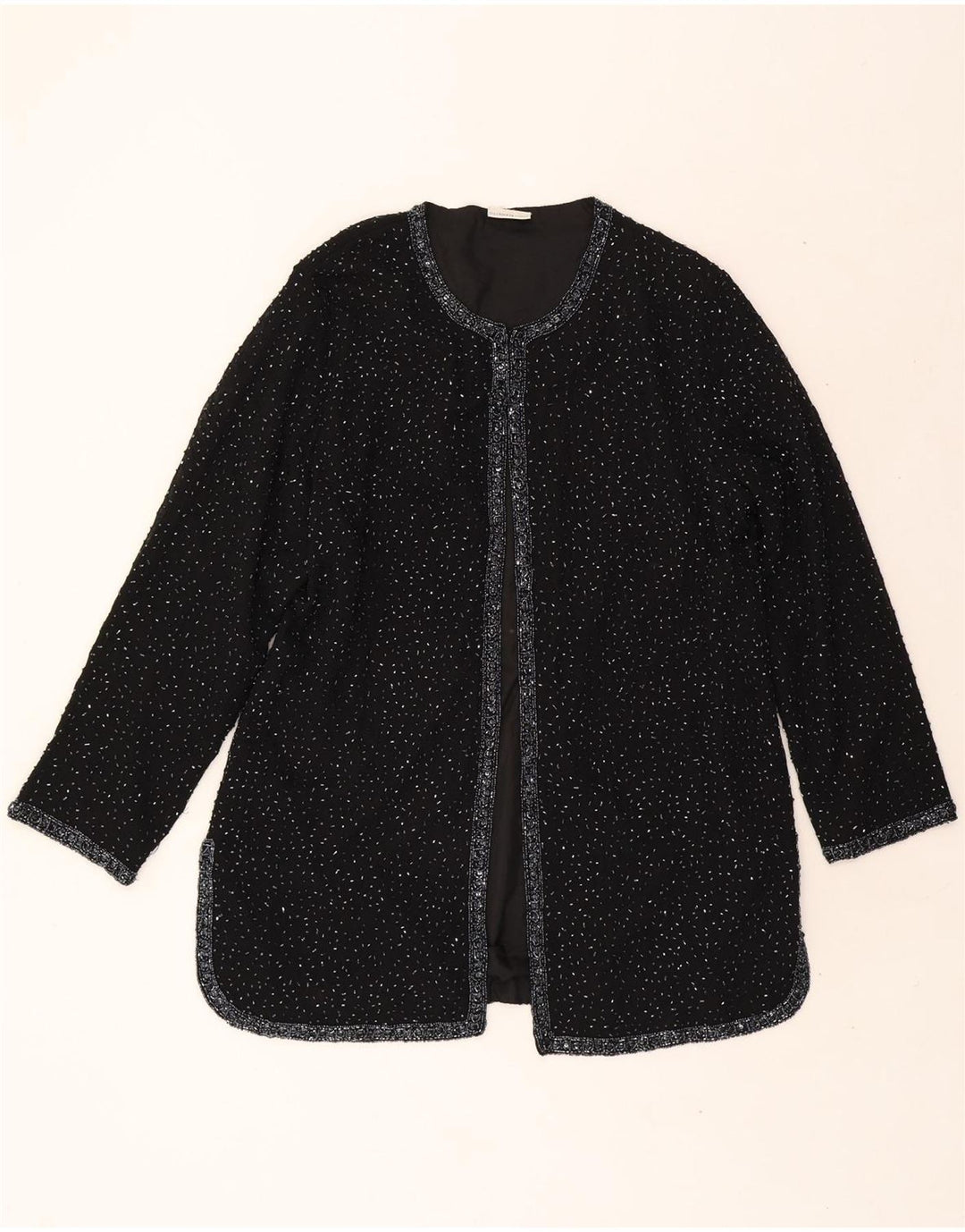 VINTAGE Womens Open Blazer Jacket UK 18 XL Black Polyester Vintage Vintage and Second-Hand Vintage from Messina Hembry 