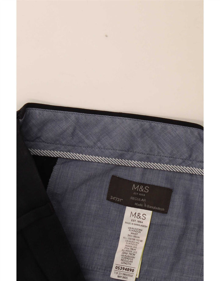 Marks & Spencer muške uobičajene hlače ravnog odijela W34 L31 tamnoplave
