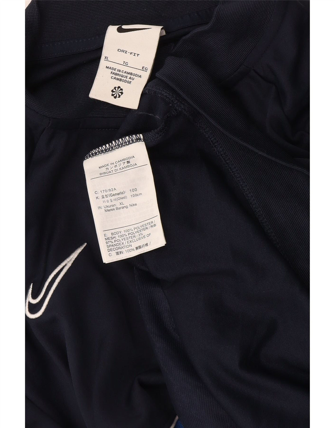 Nike Dri Fit gornja jakna za trenirku XL tamnoplava poliesterska boja